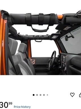 Heavy-Duty Black Roll Bar Grab Handle with Secure Strap Mounts